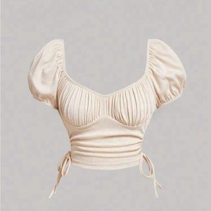 Ruched bust drawstring side crop tee